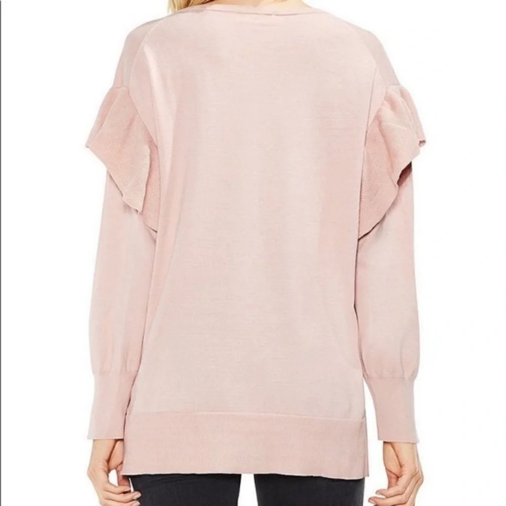 Two by Vince Camuto Pink Blush Sweater Ruffle Drop Sleeves Ruffled